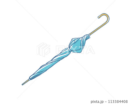 畳んだ青い傘のシンプルなイラスト 畳んだ青い傘のシンプルなイラスト 113384408