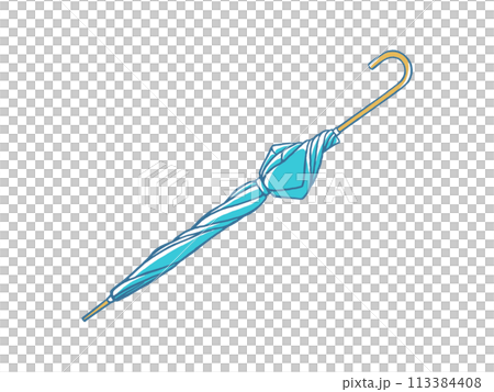 畳んだ青い傘のシンプルなイラスト 畳んだ青い傘のシンプルなイラスト 113384408