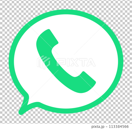 簡單的綠色電話聽筒和語音泡沫 113384566