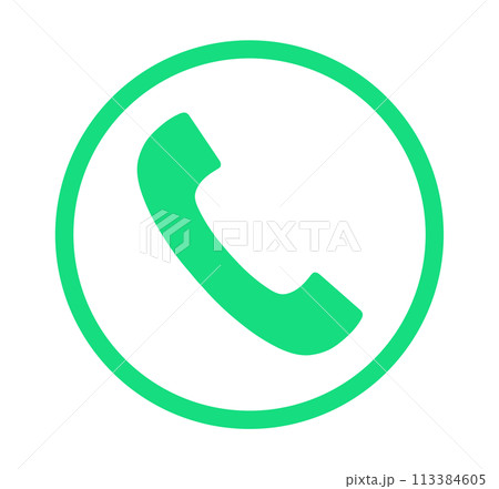 シンプルな緑色の電話アイコン 113384605