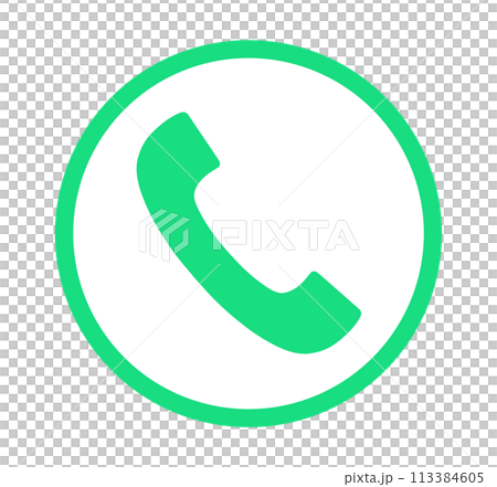 シンプルな緑色の電話アイコン 113384605