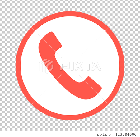 シンプルな赤色の電話アイコン シンプルな赤色の電話アイコン 113384606