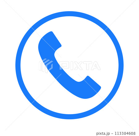 シンプルな青色の電話アイコン 113384608