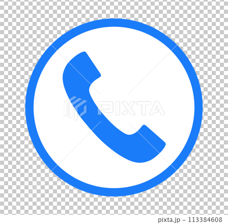 シンプルな青色の電話アイコン 113384608