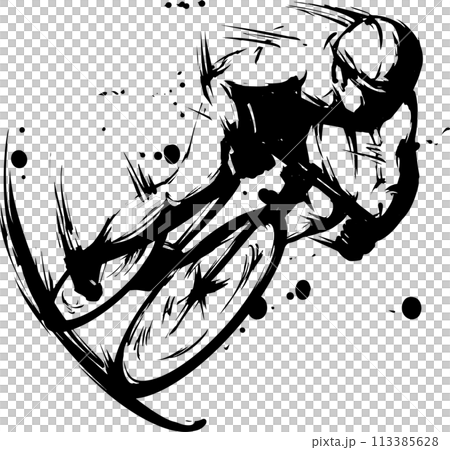 競輪の墨絵のイラスト素材 [113385628] - PIXTA