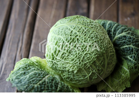 低農薬栽培のちりめんキャベツ　新鮮生野菜 113385995