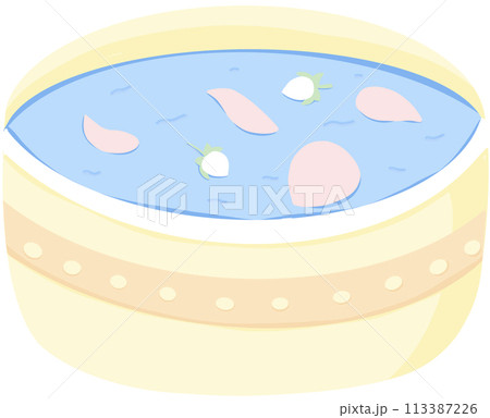 Flowers floating in a bowl of water 113387226