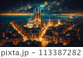 サグラダファミリアから見える夜景スペインバルセロナ 113387282