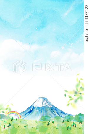 日本晴れの富士山の背景素材 113387322