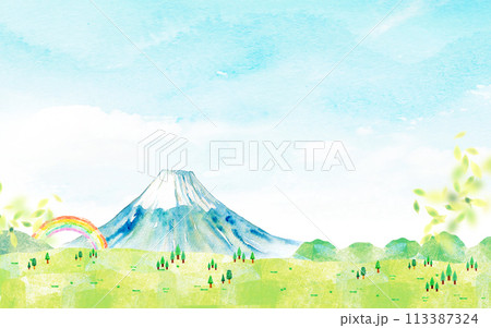 日本晴れの富士山の背景素材 日本晴れの富士山の背景素材 113387324
