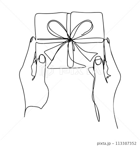 One Line Gift Hands Continuous Line Drawing One Line Gift Hands Continuous Line Drawing 113387352
