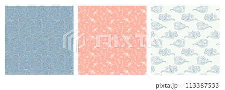 Japanese Chinese seamless pattern Asian ornament 113387533