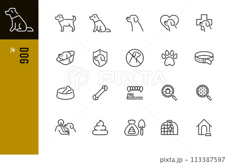 犬のラインアイコン20点セット 113387597
