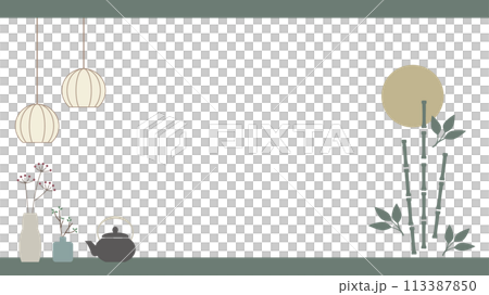 オシャレな和モダンのフレームイラスト素材 113387850