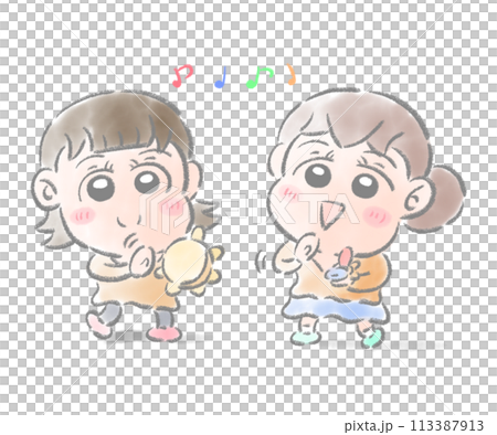 演奏樂器、兒童、水彩觸感 演奏樂器、兒童、水彩觸感 113387913