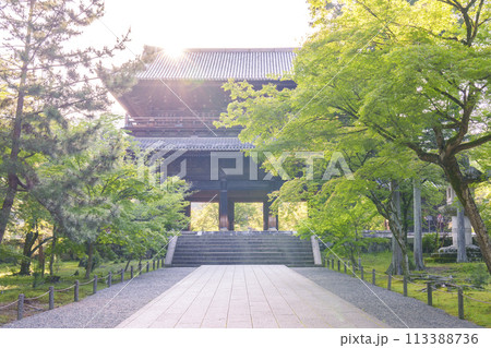 初夏の京都 朝日を浴びる早朝の南禅寺三門 初夏の京都 朝日を浴びる早朝の南禅寺三門 113388736