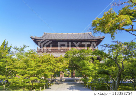 初夏の京都　南禅寺三門　新緑が美しい参道 113388754