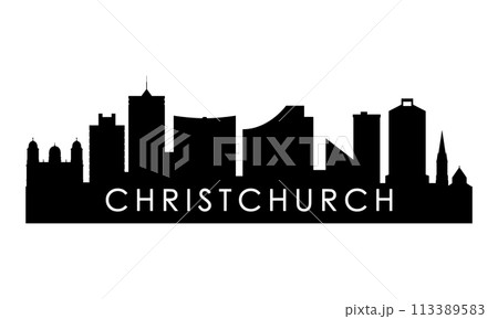 Christchurch skyline silhouette.  113389583