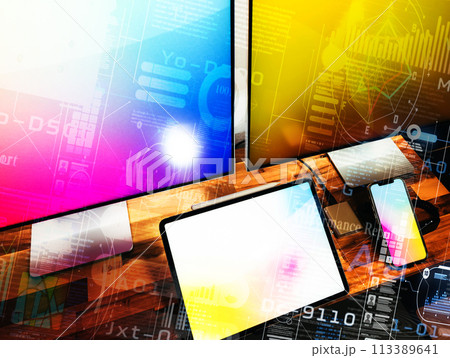 かっこいい書斎のデスク かっこいい書斎のデスク 113389641