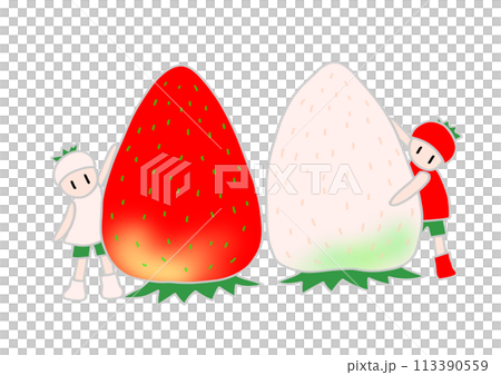 Red and white strawberries and children 113390559