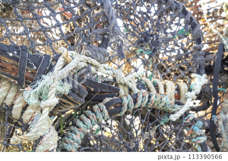 Close up of Lobster Pots or traps in Ireland Close up of Lobster Pots or traps in Ireland 113390566