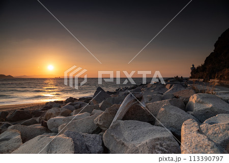 夕暮れの海岸 伊良湖岬 夕暮れの海岸 伊良湖岬 113390797