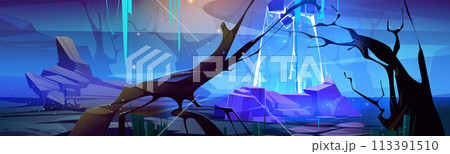 Magic portal in fantasy game landscape background 113391510