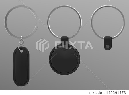 Set of black leather keychains 113391578