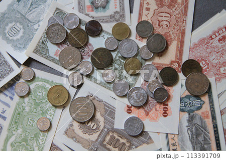 banknotes and coins texture banknotes and coins texture 113391709