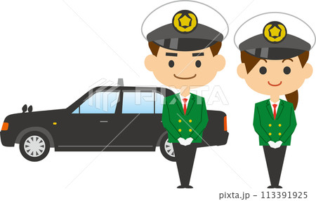 タクシー運転手のイメージイラスト（男女セット） 113391925