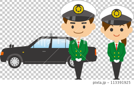 計程車司機形象插畫（男女套裝） 113391925