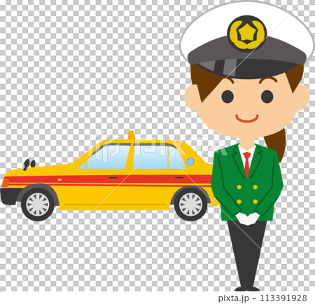 女性タクシー運転手のイメージイラスト 113391928