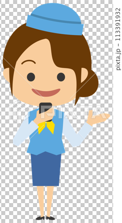 案内をするバスガイドのイメージイラスト 113391932