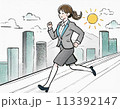 走るビジネスウーマンとビジネスマン 113392147