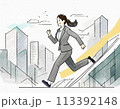 走るビジネスウーマンと都市のイメージ 113392148