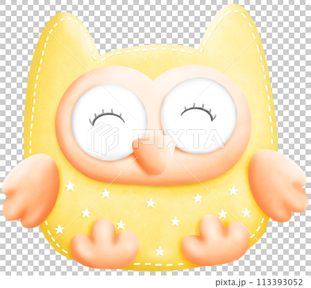 Cartoon yellow owl 113393052