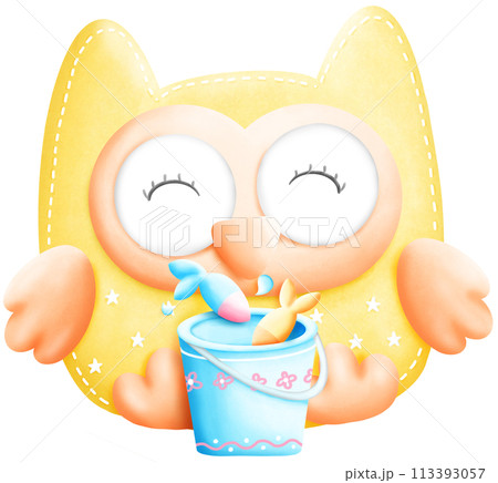 Owl and fish tank	 113393057