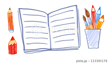 Child drawings of stationery 113393178