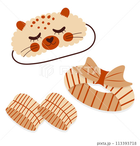 Vector Sleeping Headband and Headband for Hair When Girl Washing Up Cartoon Style Vector Sleeping Headband and Headband for Hair When Girl Washing Up Cartoon Style 113393718