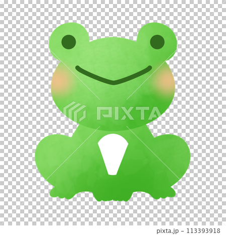 笑顔の可愛い緑色のカエルのイラスト 113393918