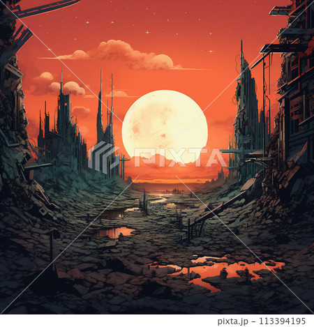 Space background, World collapse, Doomsday Scene Concept Illustration. Space background, World collapse, Doomsday Scene Concept Illustration. 113394195