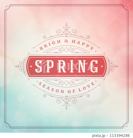 Spring Vector Typographic Greeting Card or Poster Design. 113394286