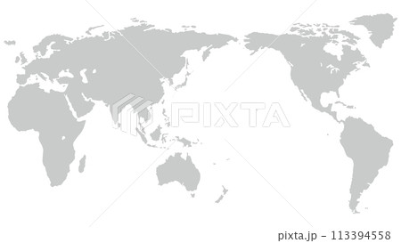 世界地図　大陸グレー　背景白 113394558