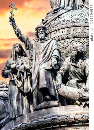 Sculpture of Prince Vladimir (the Baptist of Russia) on the monument Millennium of Russia Sculpture of Prince Vladimir (the Baptist of Russia) on the monument Millennium of Russia 113394973