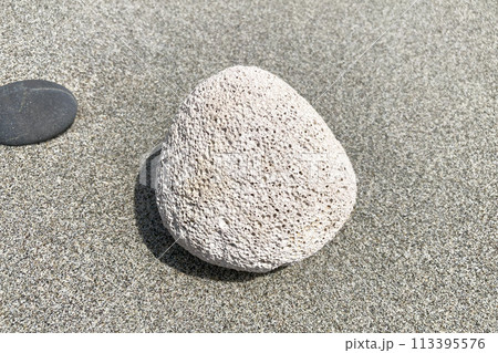 砂浜に漂着した軽石 113395576