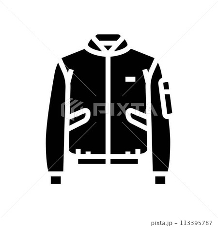bomber jacket streetwear cloth fashion glyph icon vector illustration 113395787