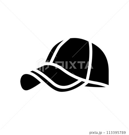 baseball cap streetwear cloth fashion glyph icon vector illustration 113395789