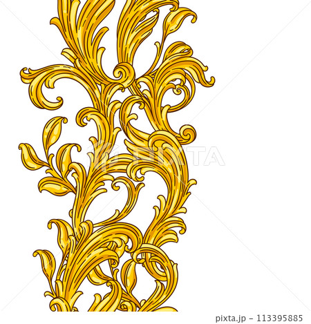 Floral pattern in baroque style. Decorative curling plant. 113395885