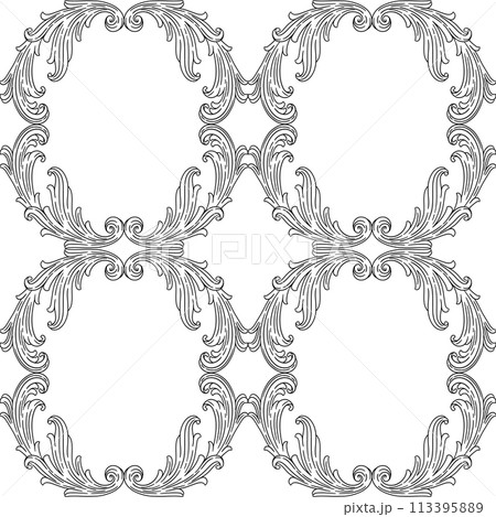 Floral pattern in baroque style. Decorative curling plant. 113395889