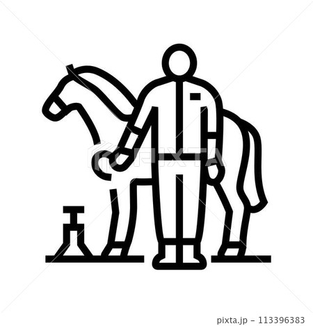 horseshoeing blacksmith line icon vector illustration horseshoeing blacksmith line icon vector illustration 113396383